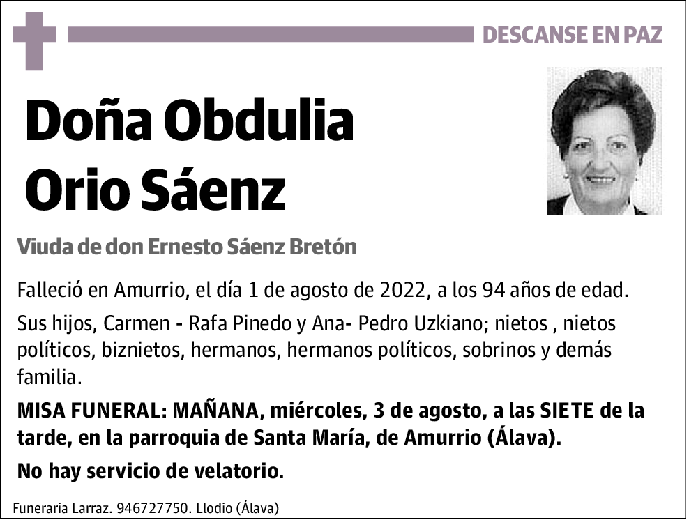 Orio Saenz Obdulia