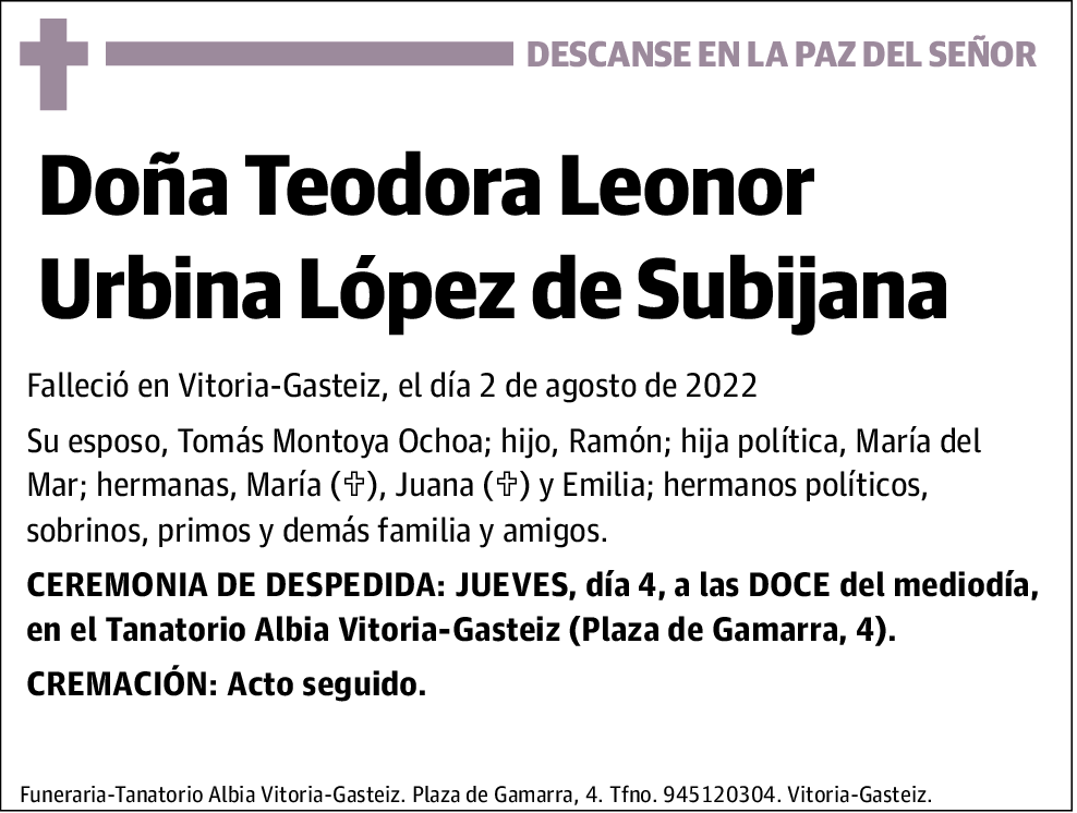 Teodora Leonor Urbina López de Subijana