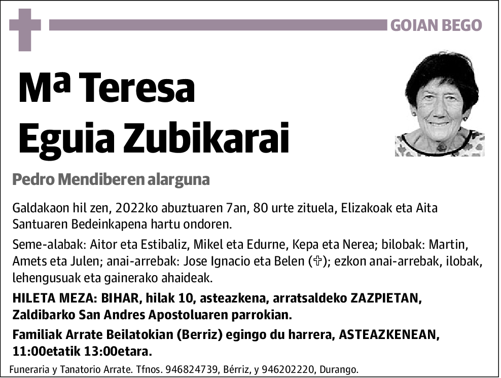 María Teresa Eguia Zubikarai