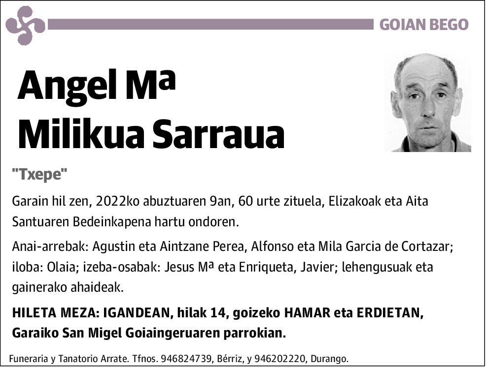 Angel Mª Milikua Sarraua