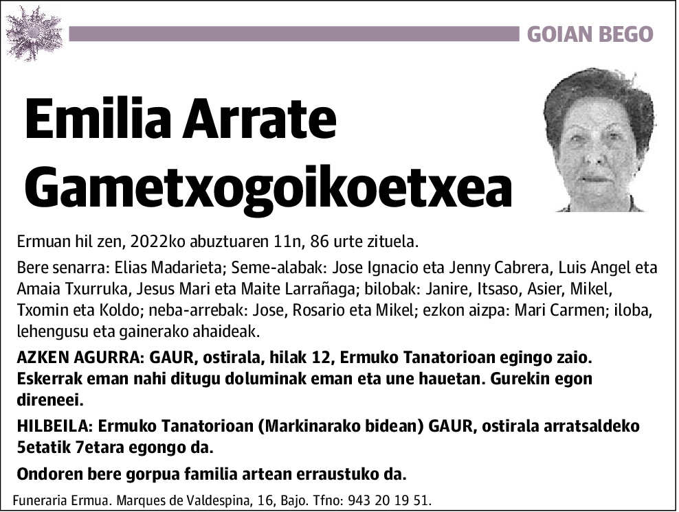 Emilia Arrate Gametxogoikoetxea