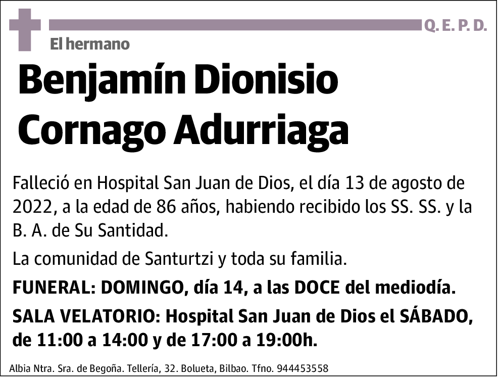 Benjamin Dionisio Cornago Adurriaga