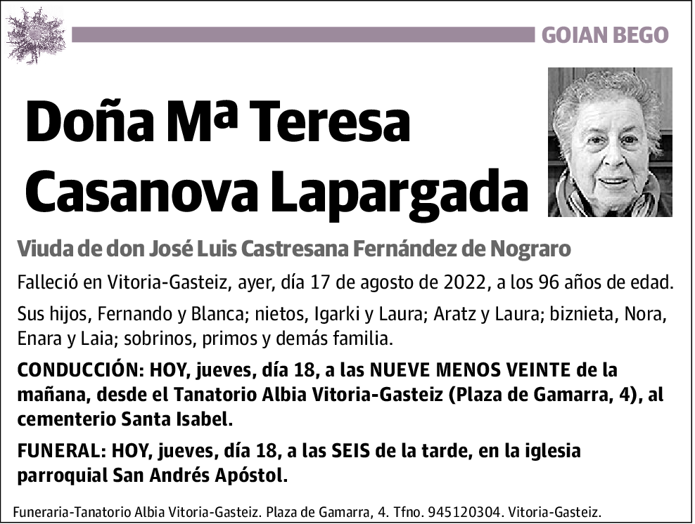 María Teresa Casanova Lapargada