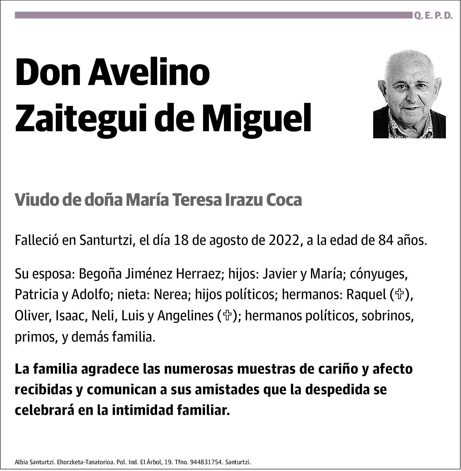 Avelino Zaitegui De Miguel