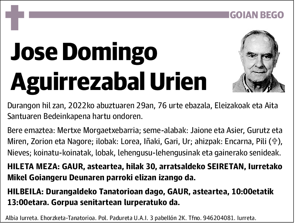 Jose Domingo Aguirrezabal Urien