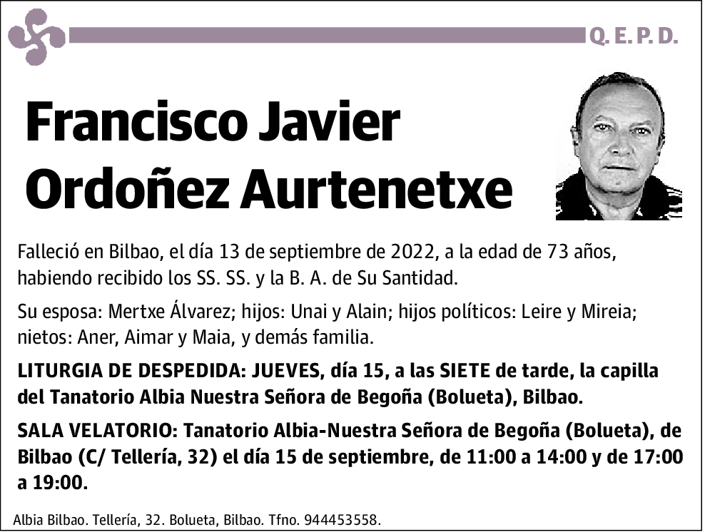 Francisco Javier Ordoñez Aurtenetxe