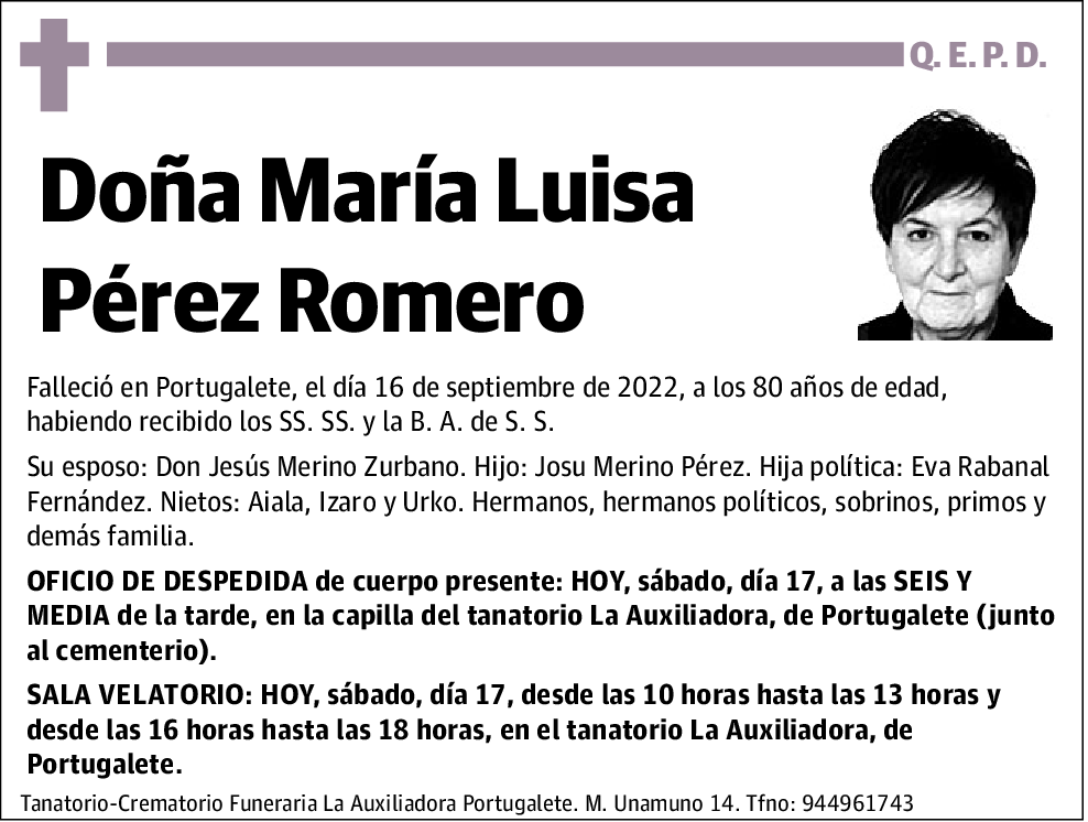 Doña María Luisa Pérez Romero