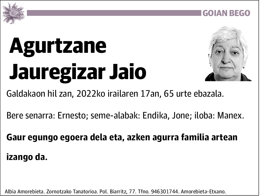 Agurtzane Jauregizar Jaio