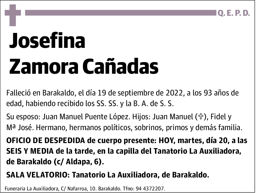 Josefa Encarnación Zamora Cañadas