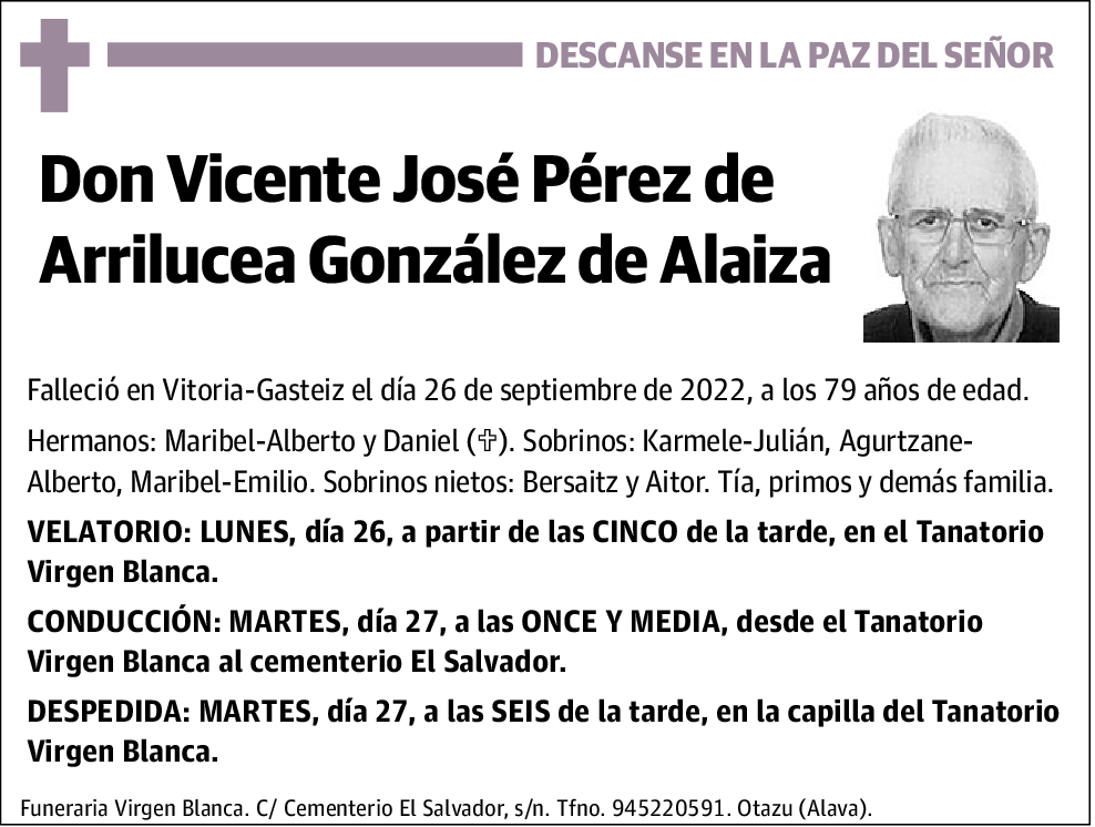 Vicente José Pérez de Arrilucea González de Alaiza