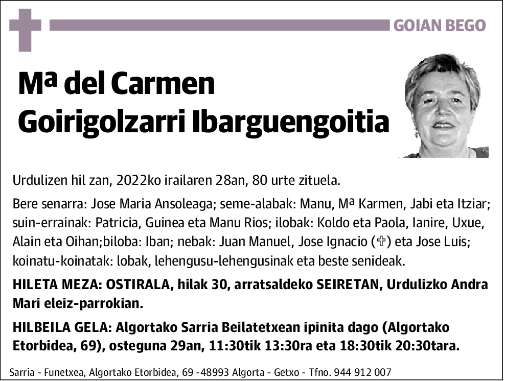 Mª Del Carmen Goirigolzarri Ibarguengoitia