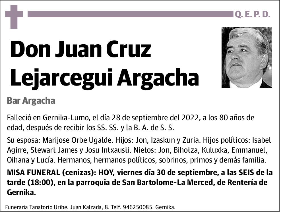 Juan Cruz Lejarcegui Argacha