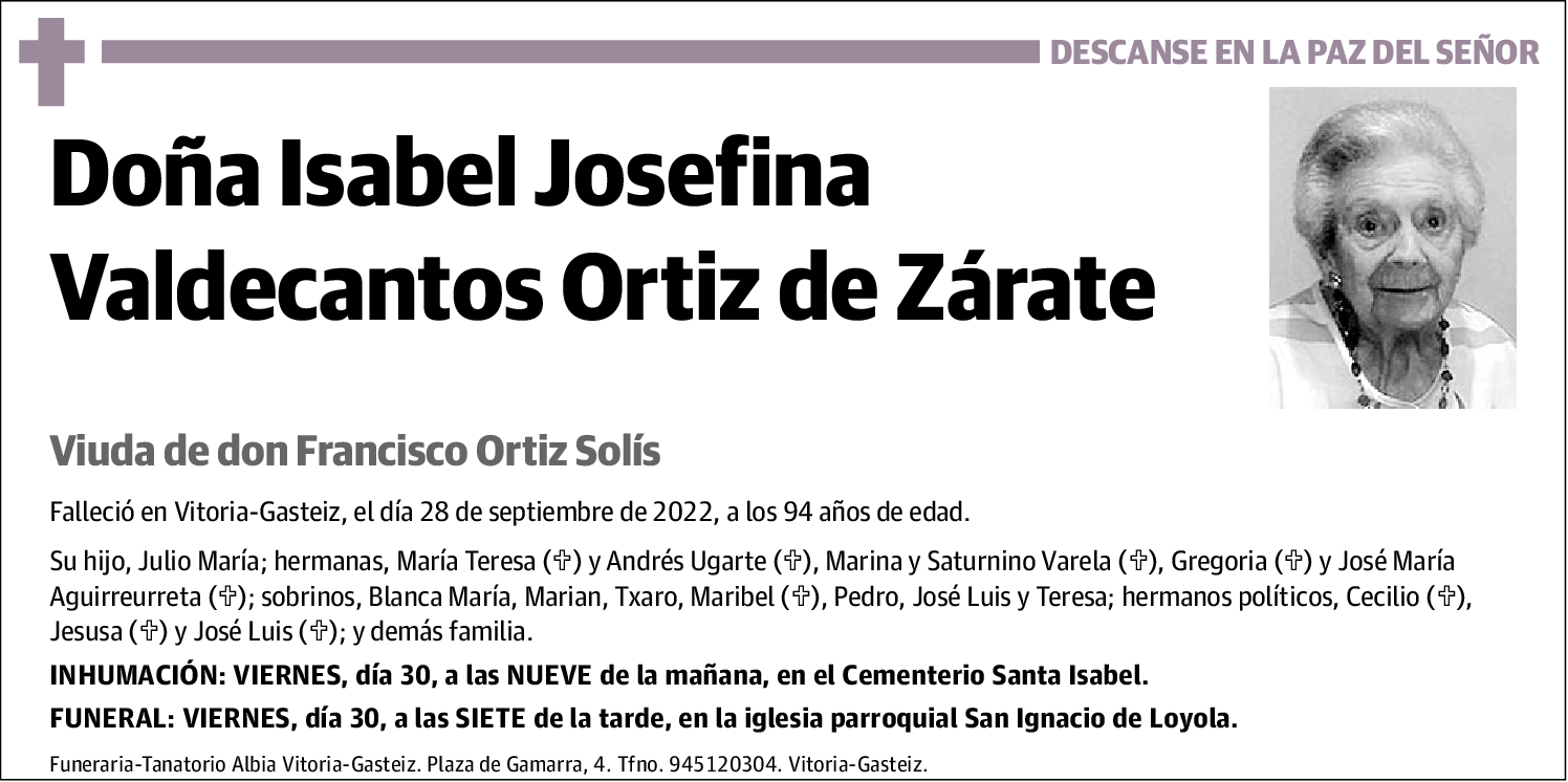 Isabel Josefin Valdecantos Ortiz De Zárate