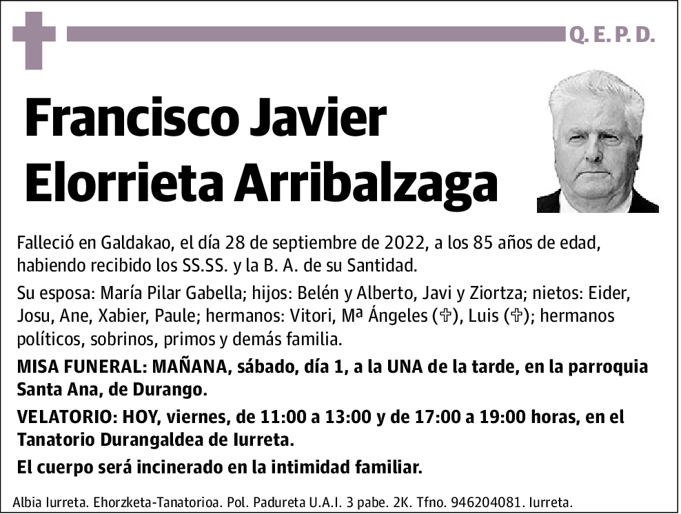 Francisco Javier Elorrieta Arribalzaga