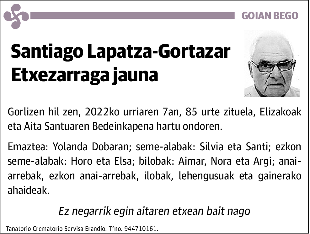 Santiago Lapatza-Gortazar Etxezarraga