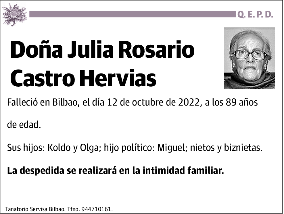 Julia Rosario Castro Hervias