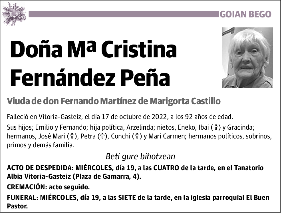 Mª Cristina Fernández Peña