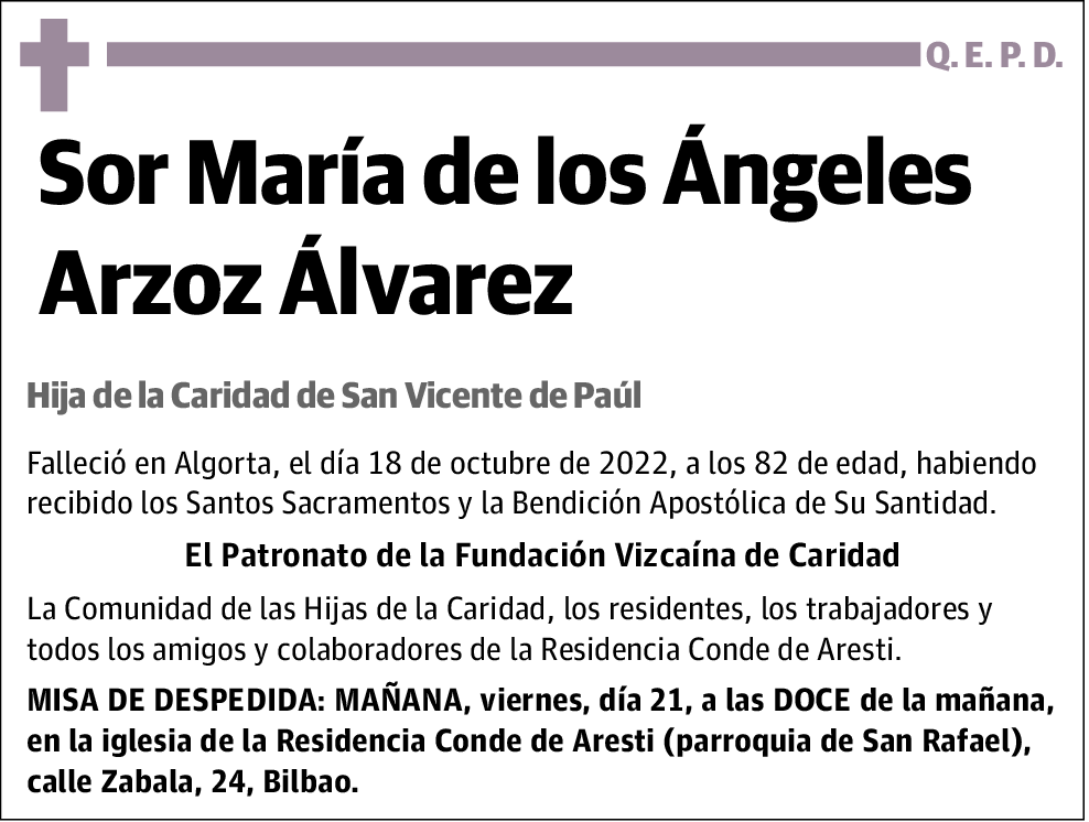 Sor María de los Ángeles Arzoz Álvarez