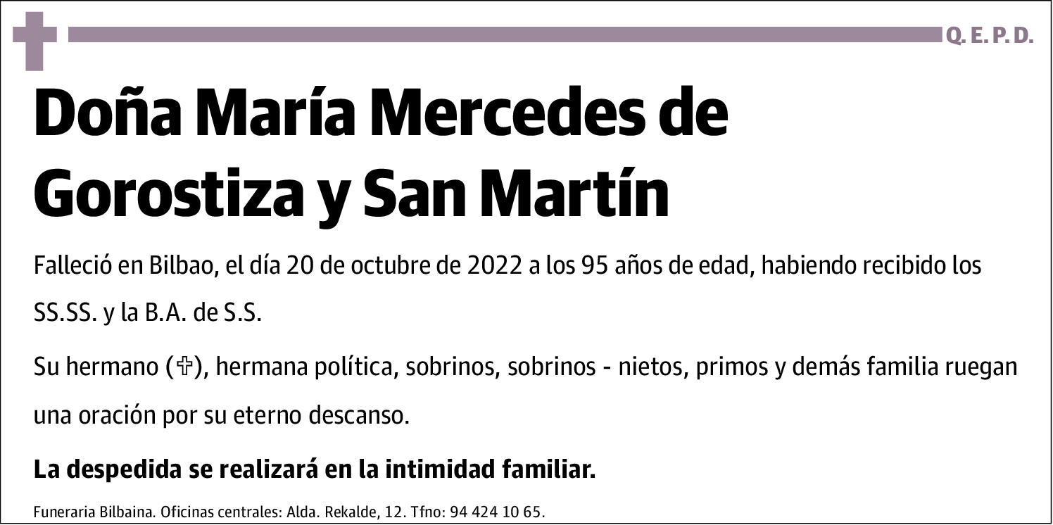 María Mercedes De Gorostiza San Martín