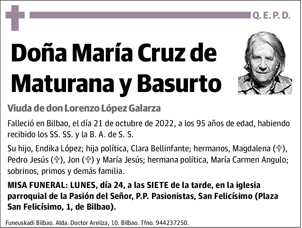 María Cruz de Maturana y Basurto