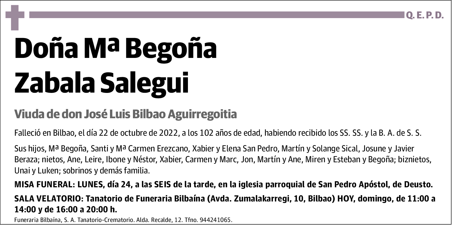 Mª Begoña Zabala Salegui