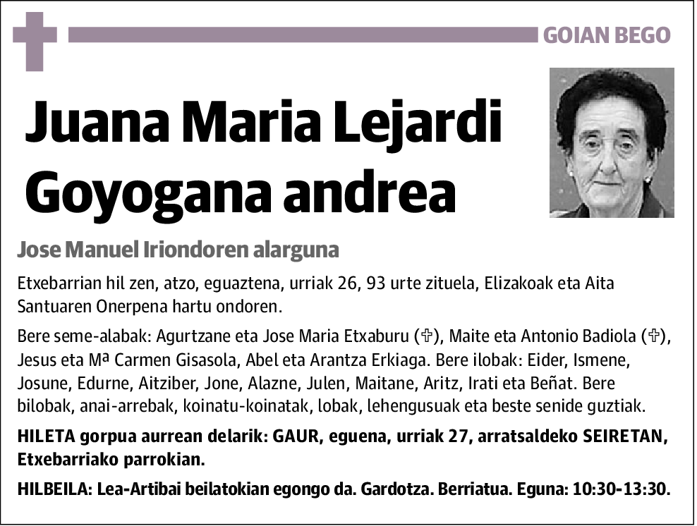 Juana Maria Lejardi Goyogana