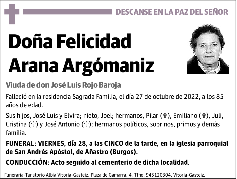 Felicidad Arana Argómaniz