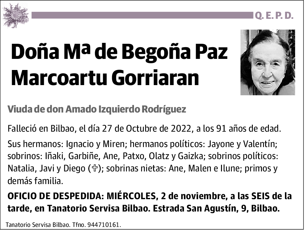 Mª de Begoña Paz Marcoartu Gorriaran