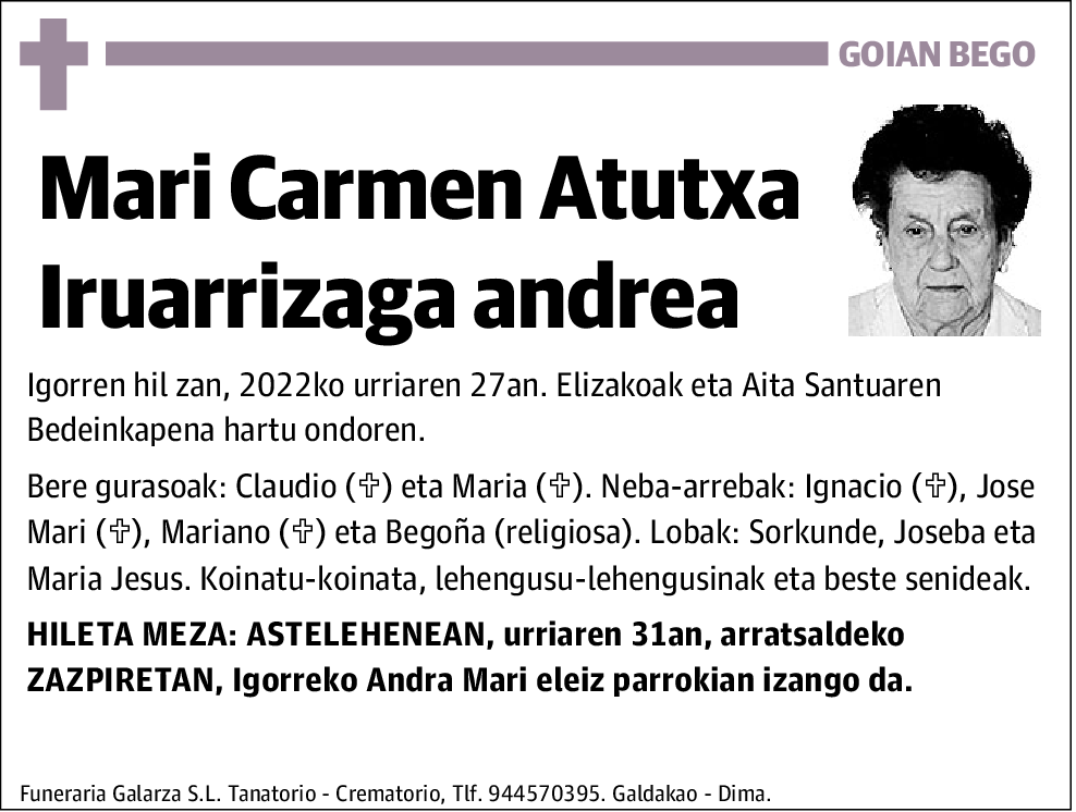 Mari Carmen Atutxa Iruarrizaga