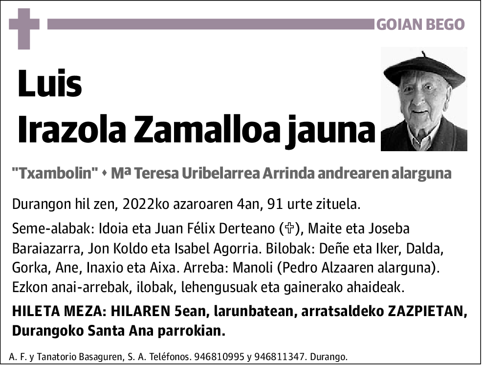 Luis Irazola Zamalloa