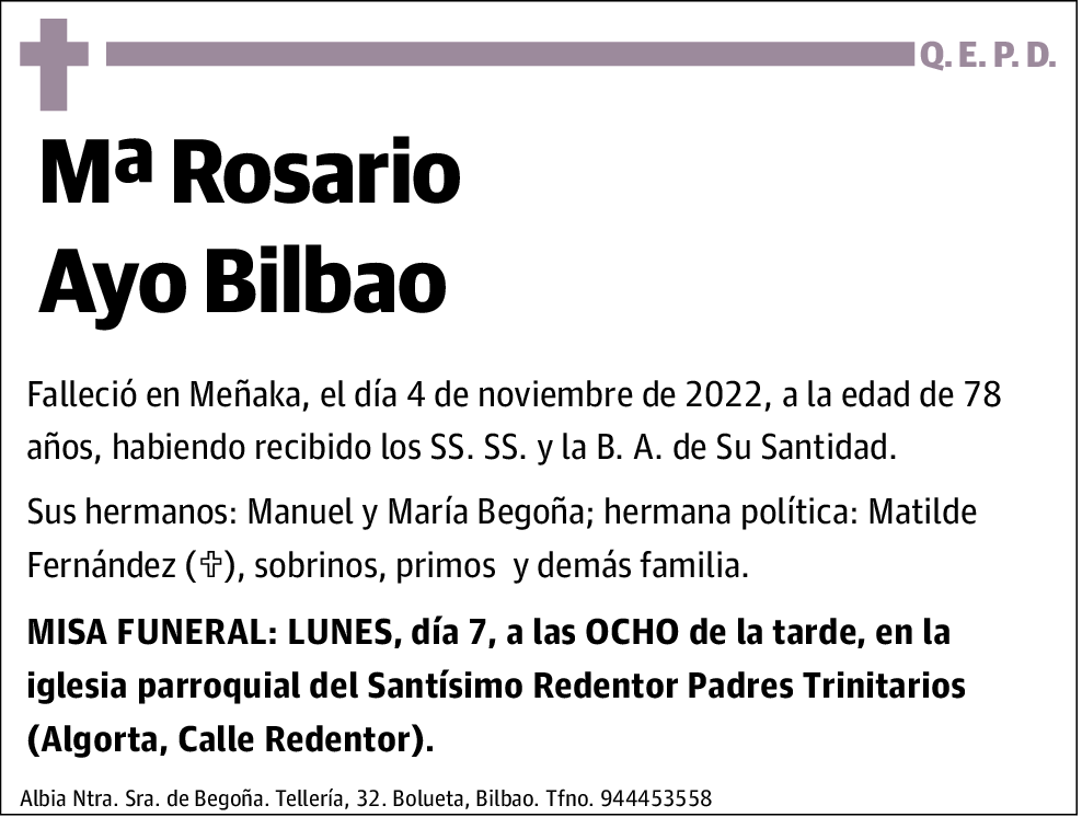 Mª Rosario Ayo Bilbao