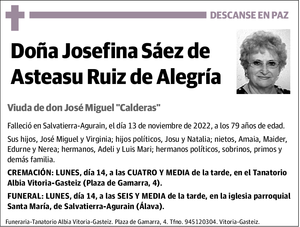 Josefina Sáez De Asteasu Ruiz de Alegría