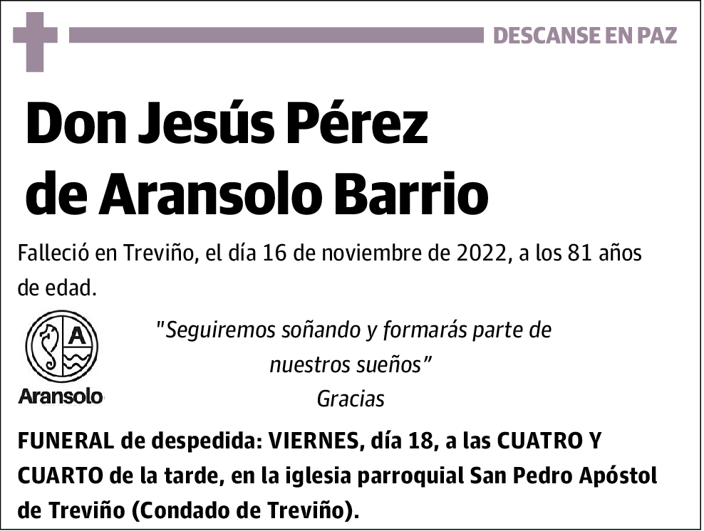 Jesús Pérez de Aransolo Barrio