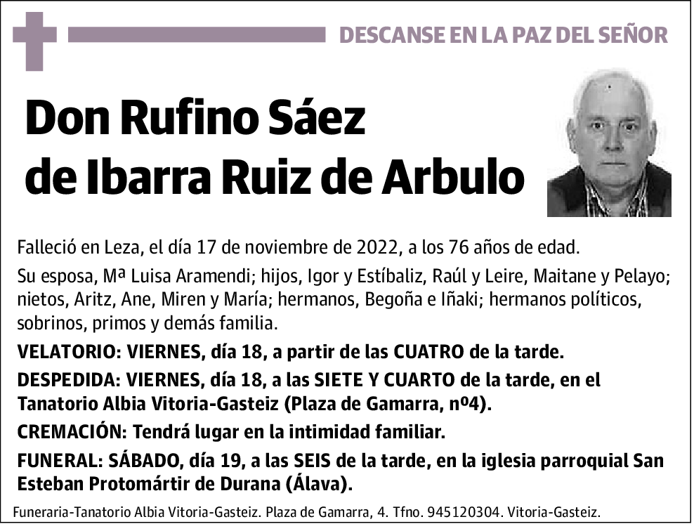 Rufino Sáez de Ibarra Ruiz de Arbulo