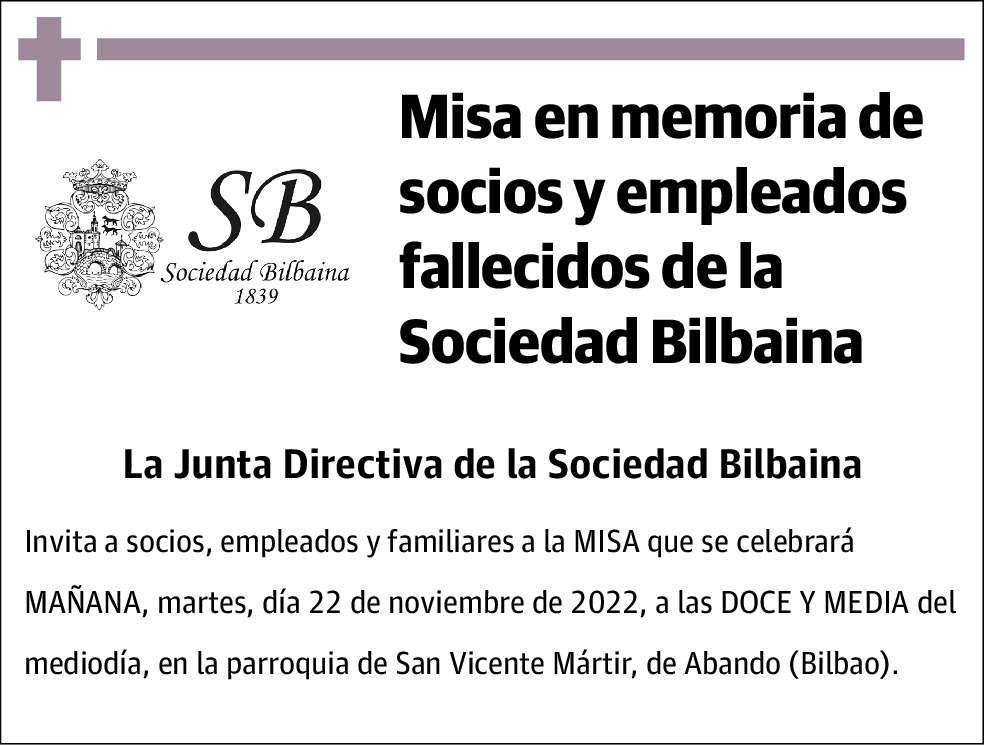 Sociedad Bilbaina Misa en Memoria