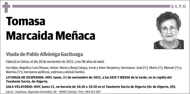 Tomasa Marcaida Meñaca