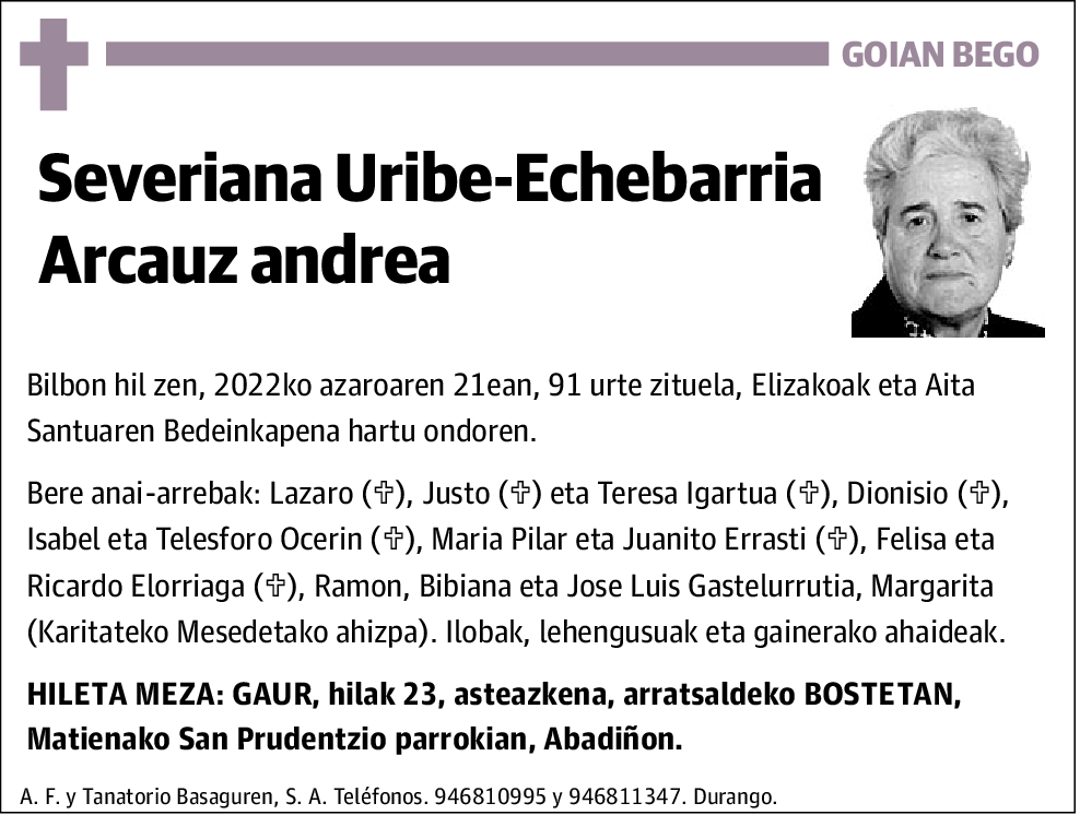 Severiana Uribe-Echevarria Arcauz