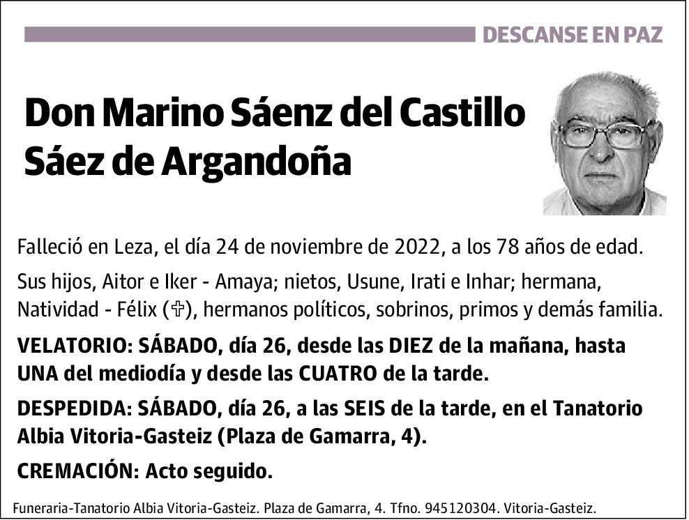 Marino Sáenz del Castillo Sáez de Argandoña