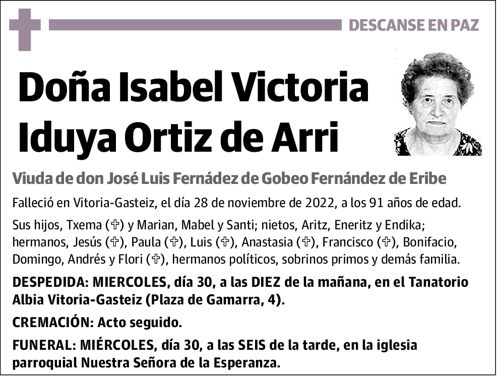 Isabel Victoria Iduya Ortiz de Arri
