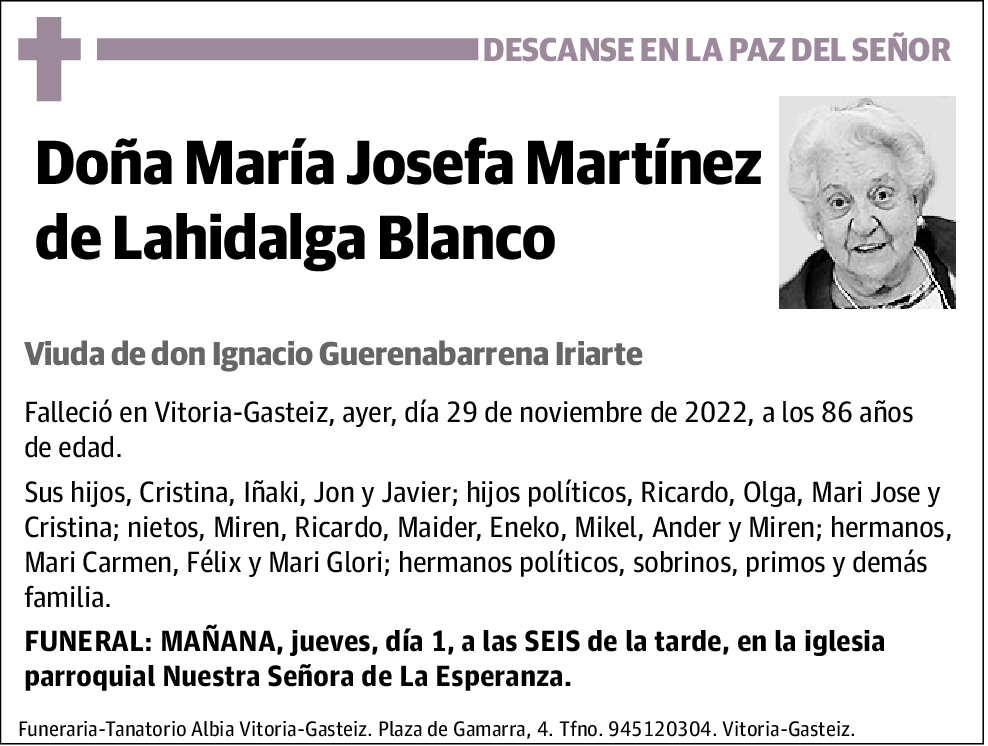 María Josefa Martínez de Lahidalga Blanco