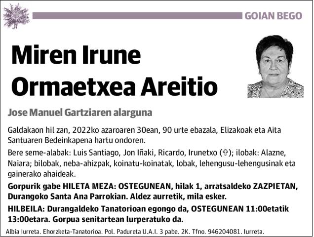 Miren Irune Ormaetxea Areitio