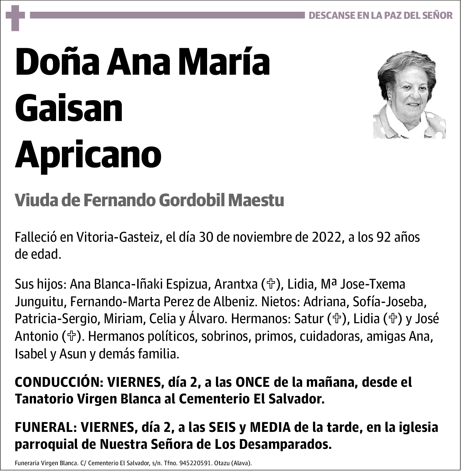 Ana María Gaisan Apricano