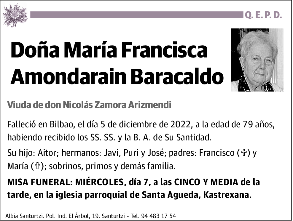 María Francisca Amondarain Baracaldo