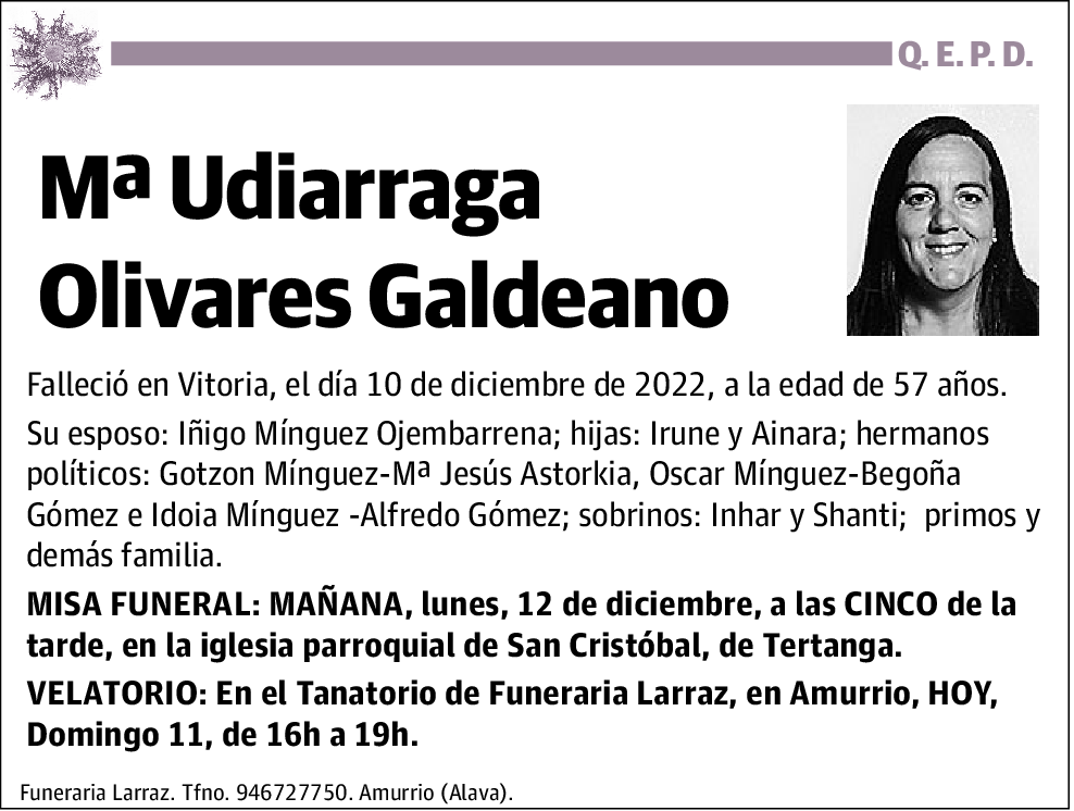 Mª Udiarraga Olivares Galdeano