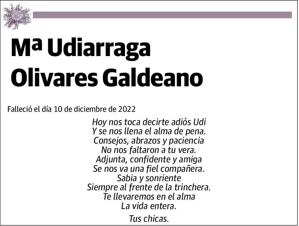 Mª Udiarraga Olivares Galdeano