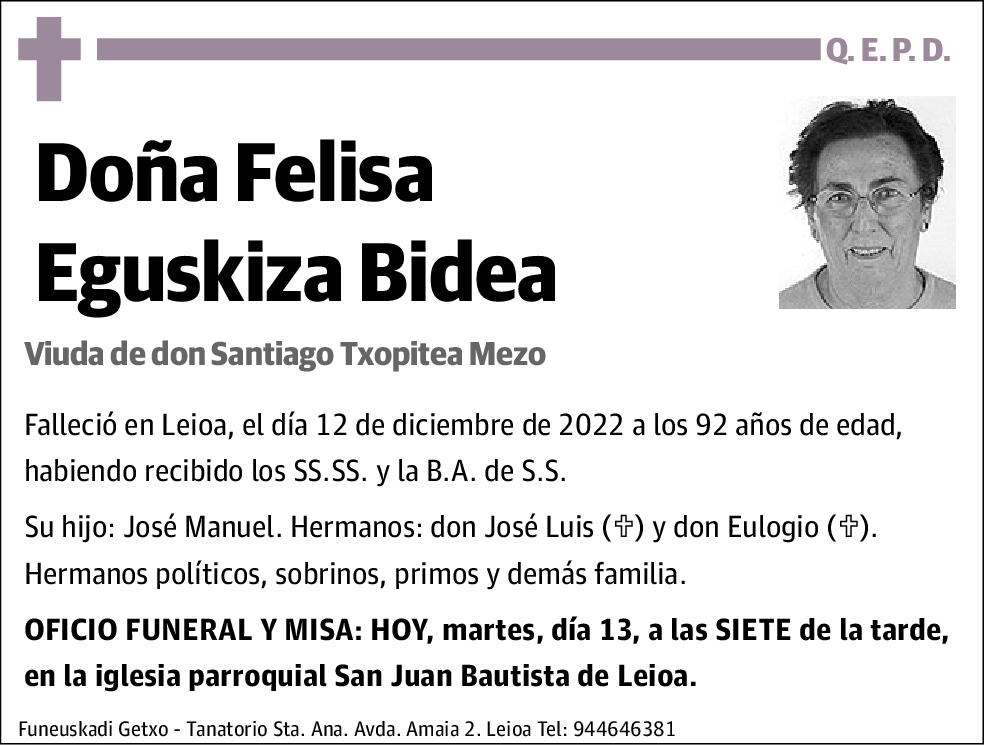 Felisa Eguskiza Bidea