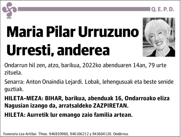 Maria Pilar Urruzuno Urresti