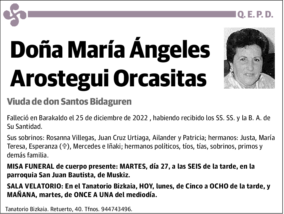 María Ángeles Arostegui Orcasitas