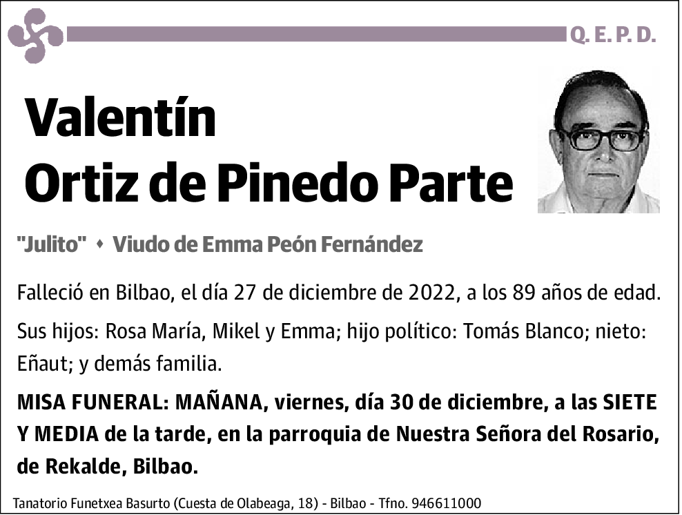 Valentín Ortiz de Pinedo Parte