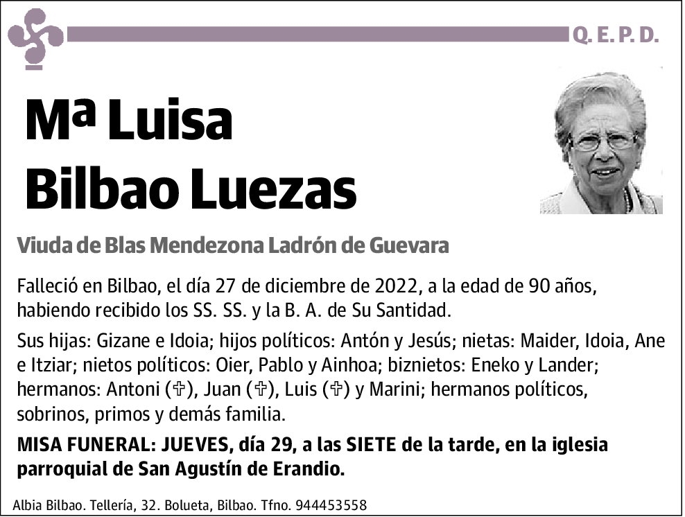 Mª Luisa Bilbao Luezas